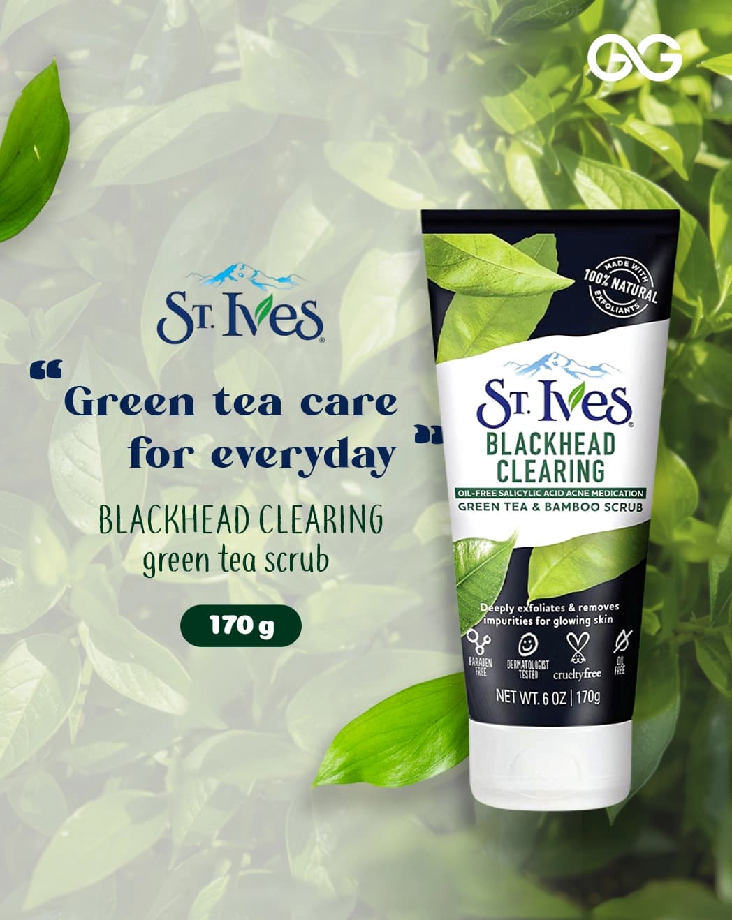 St. Ives Blackhead Clearing Green Tea Scrub 170gm