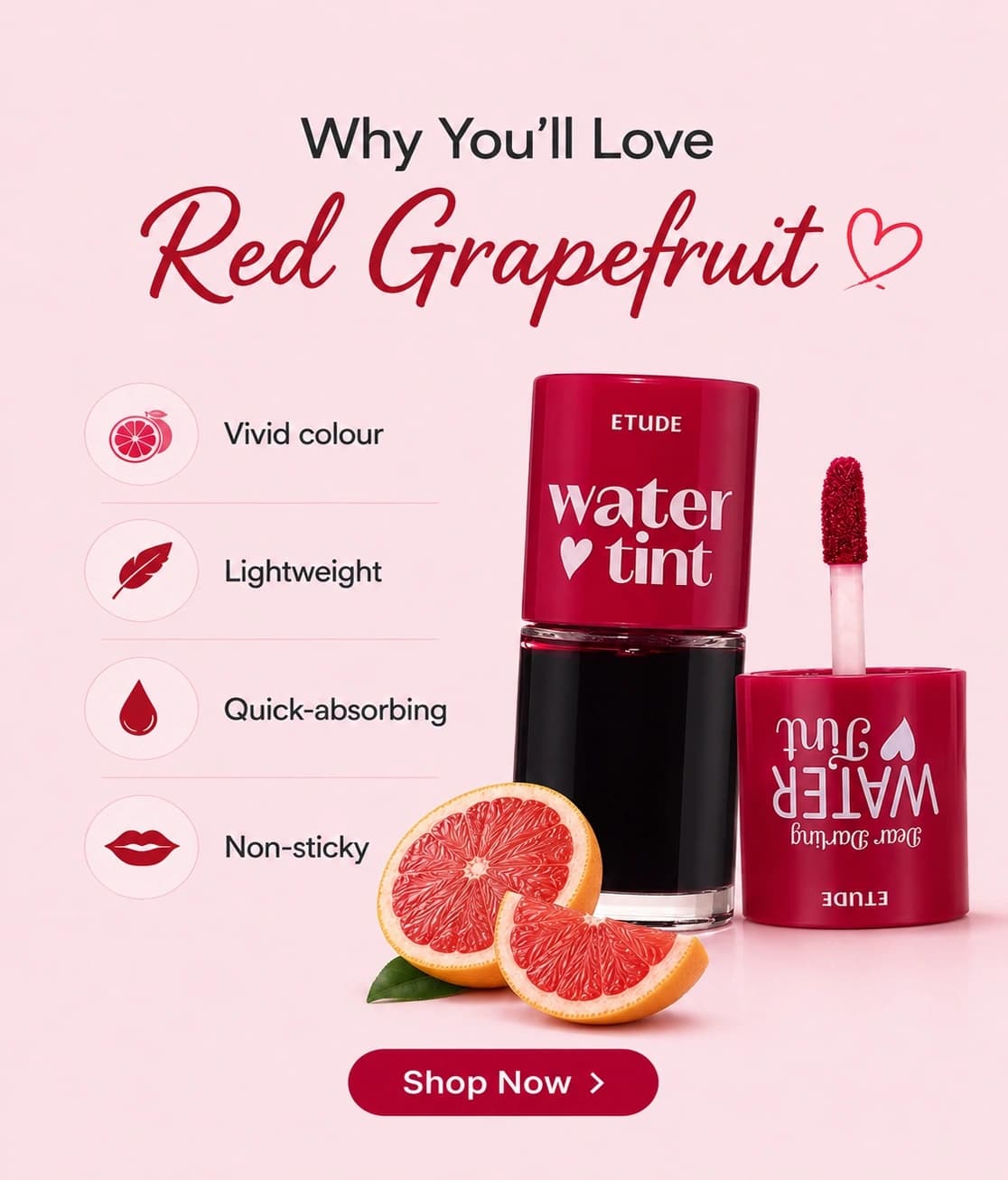 Etude Dear Darling Water Lip Tint- Red Grapefruit