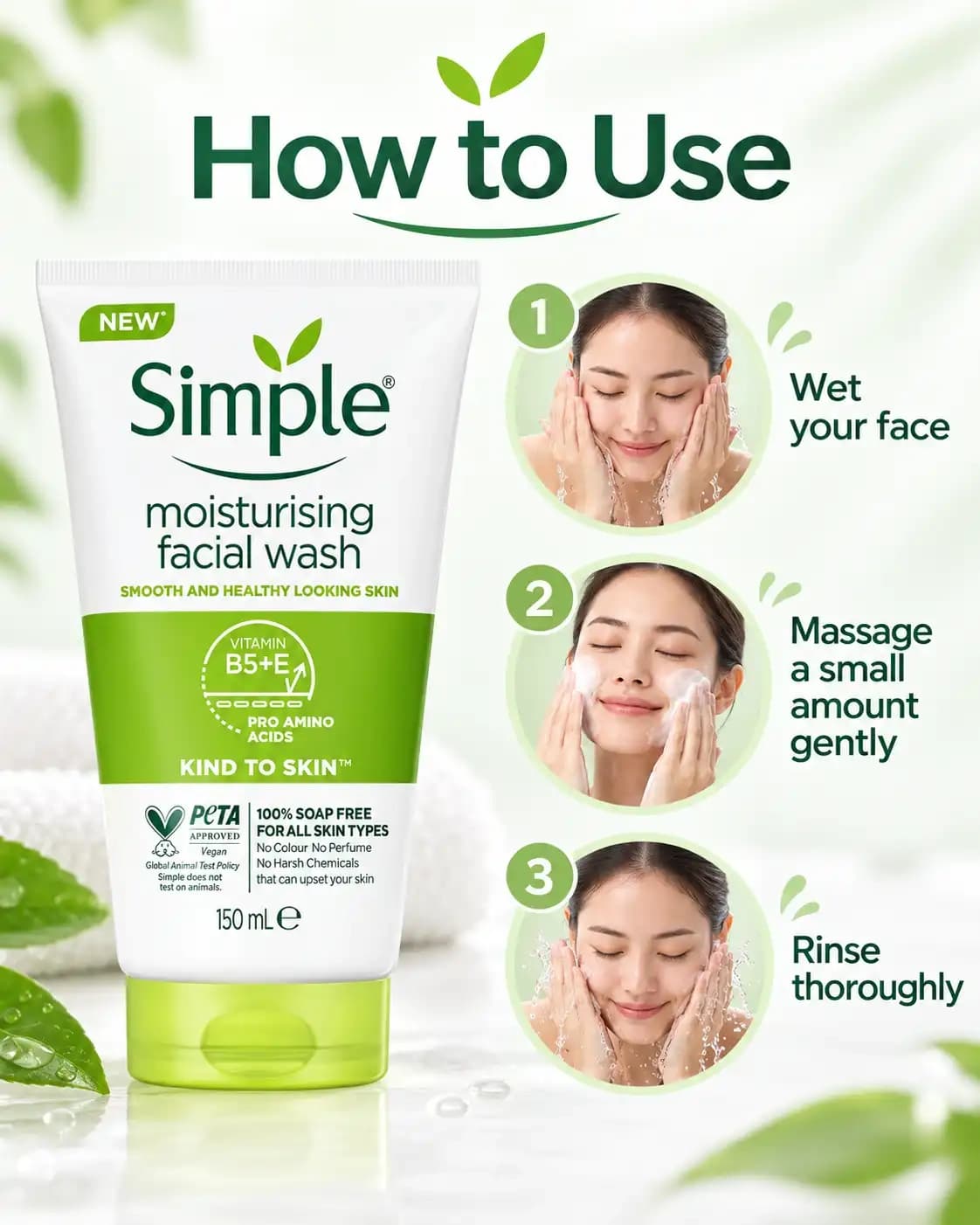 Simple Moisturising Facial Gel Wash 150ml