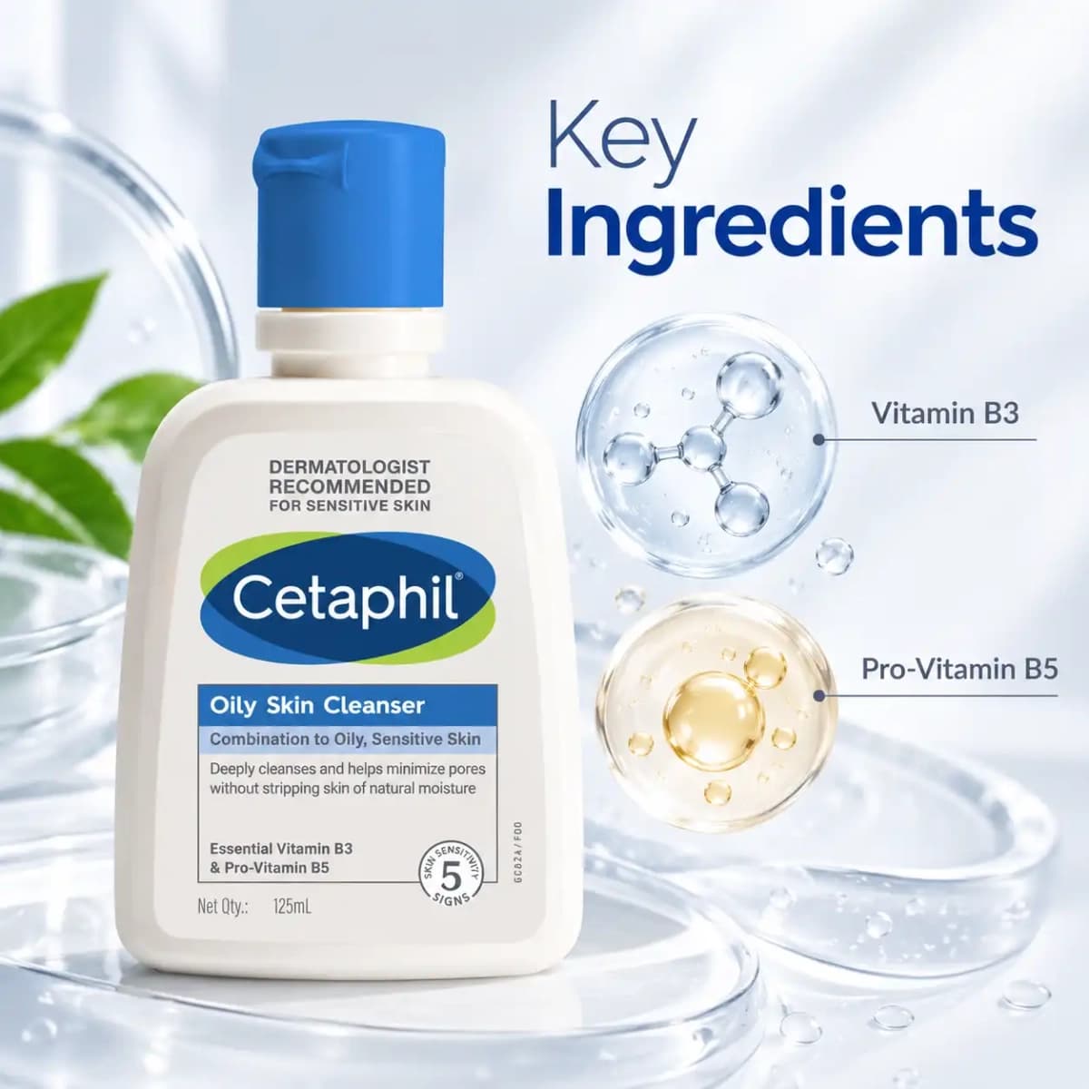 Cetaphil Oily Skin Cleanser Combination to Oily, Sensitive Skin 125ml (Ind)